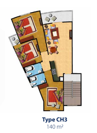 Floor plan for chalet at Majesty Bay El Galala Lasirena