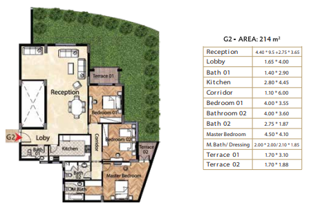 Floor plan for apartment at OIA Compound