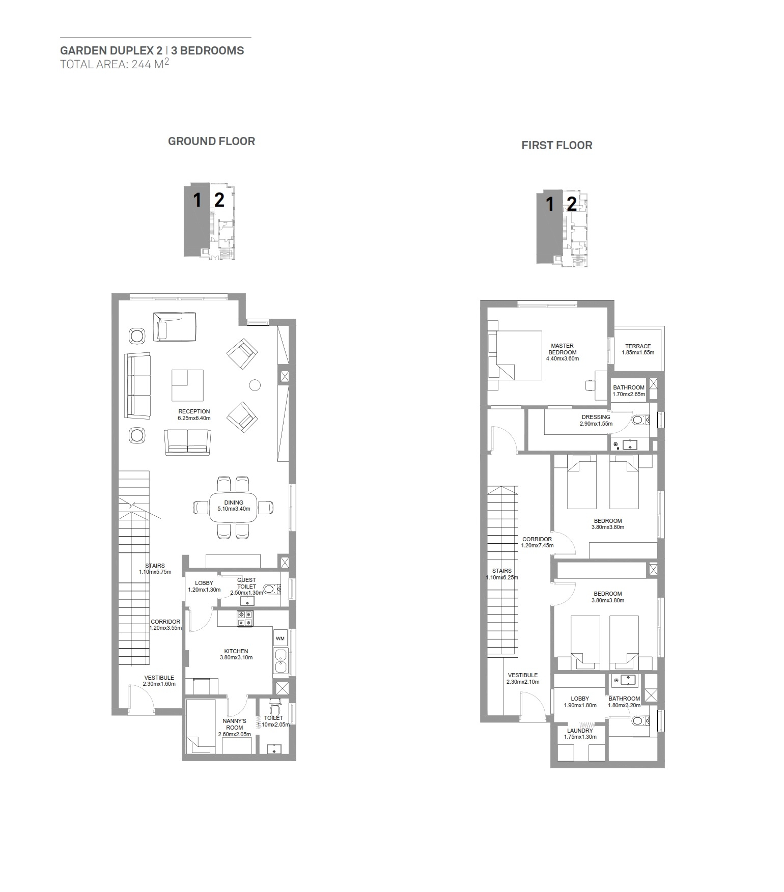 Floor plan for duplex at Hyde Park