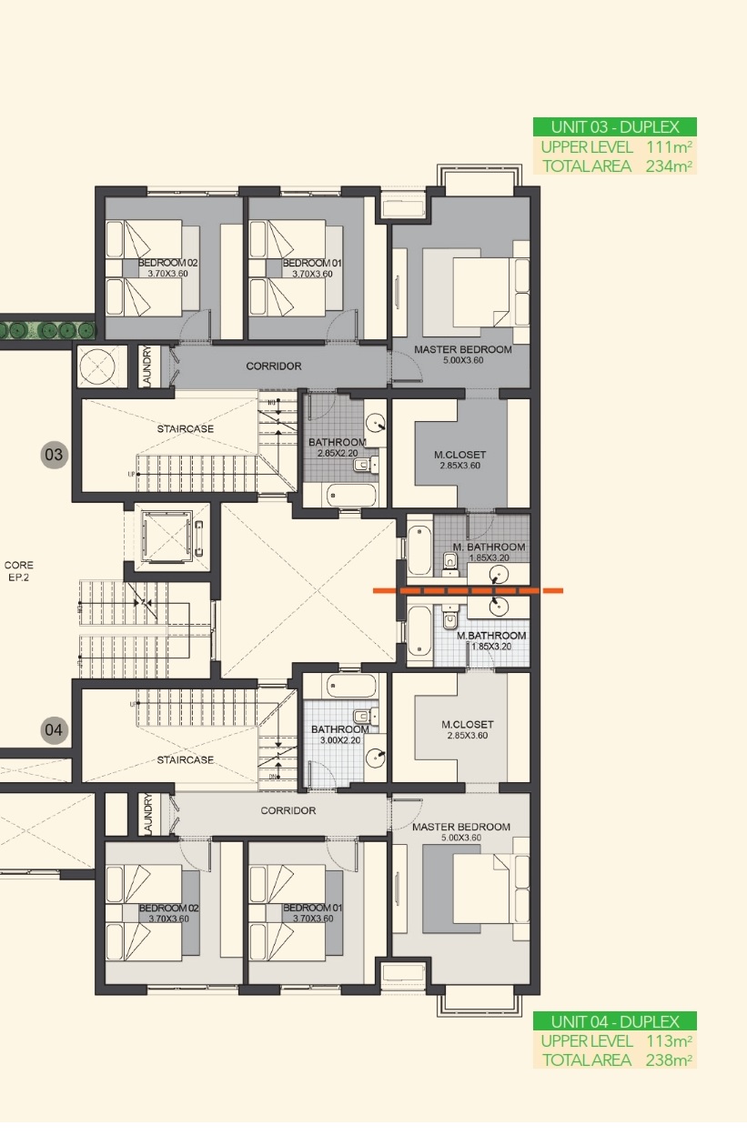 Floor plan for duplex at Eastown Residence