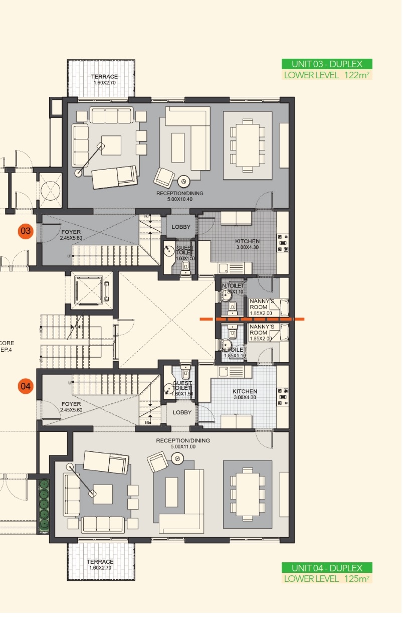 Floor plan for duplex at Eastown Residence