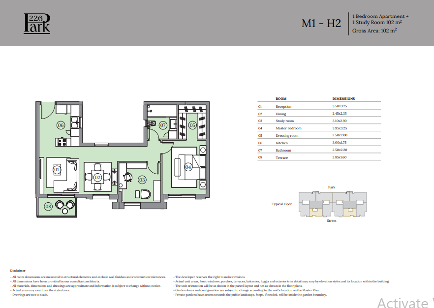 Floor plan for apartment at Haptown Park 226