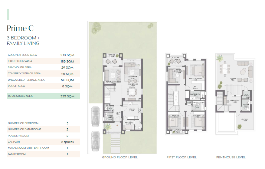 Floor plan for villa at Belle Vie