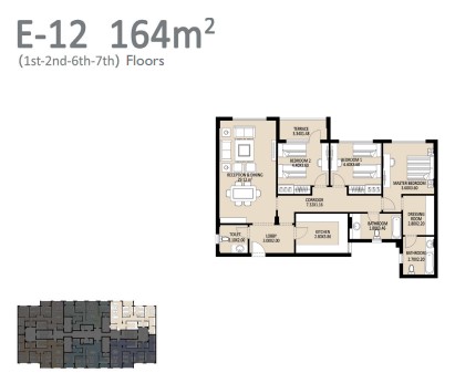 Floor plan for penthouse at Bleu Vert