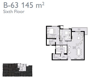 Floor plan for apartment at Bleu Vert