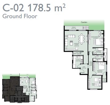 Floor plan for apartment at Bleu Vert