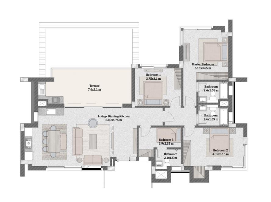 Floor plan for villa at Reef Town
