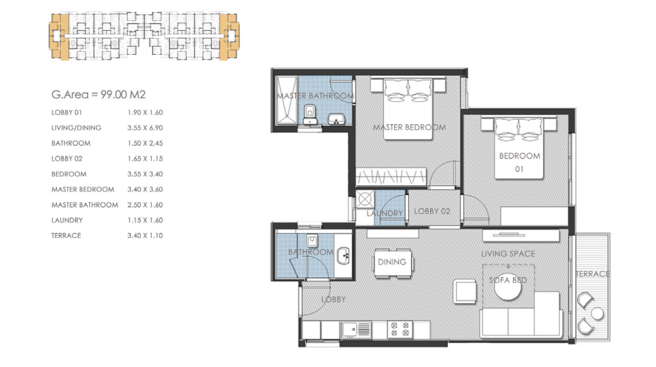 Floor plan for apartment at AZAD