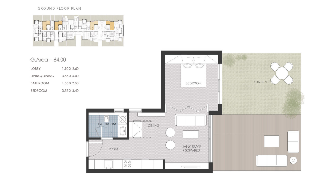 Floor plan for studio at AZAD