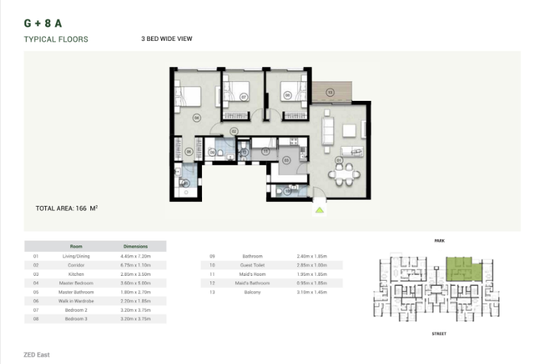 Floor plan for apartment at ZED East