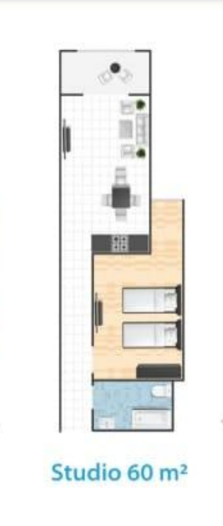 Floor plan for studio at Cape Bay Blumar Lasirena