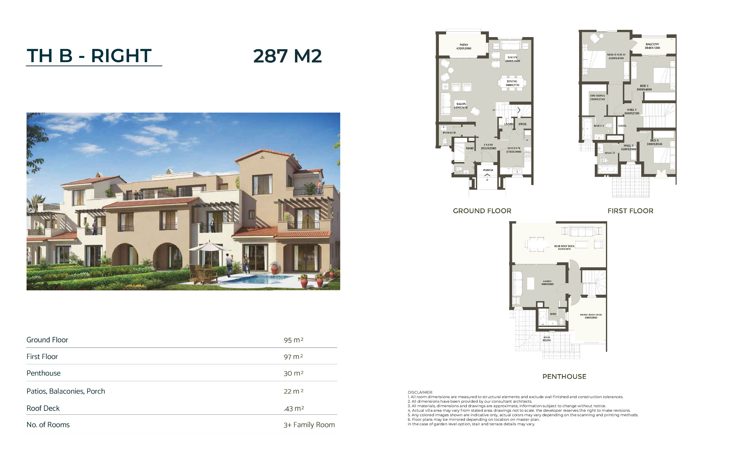 Floor plan for townhouse at Uptown Cairo