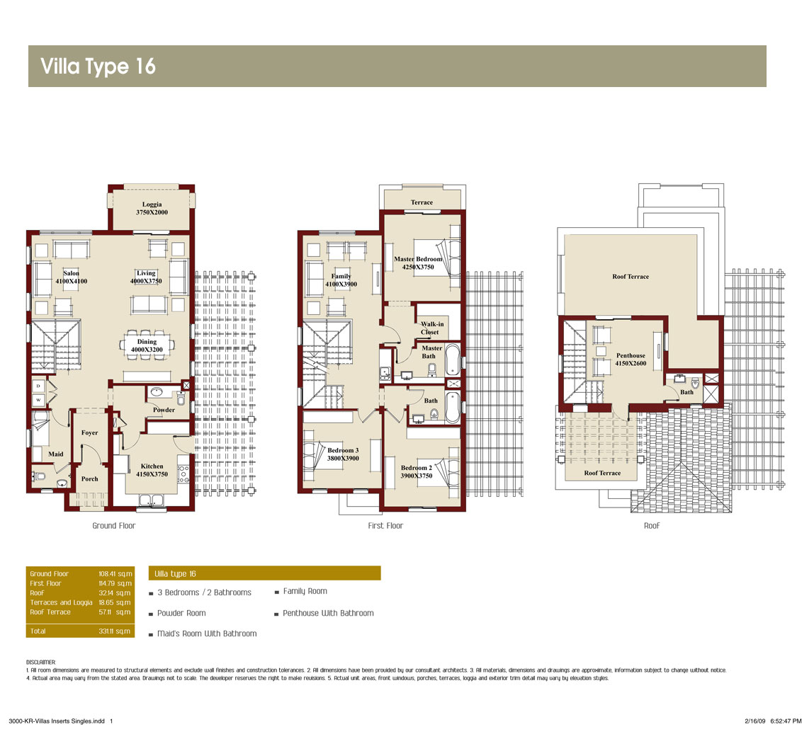 Floor plan for villa at Mivida