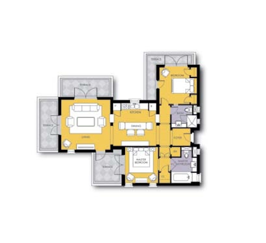 Floor plan for apartment at Ancient Sands Golf Resort