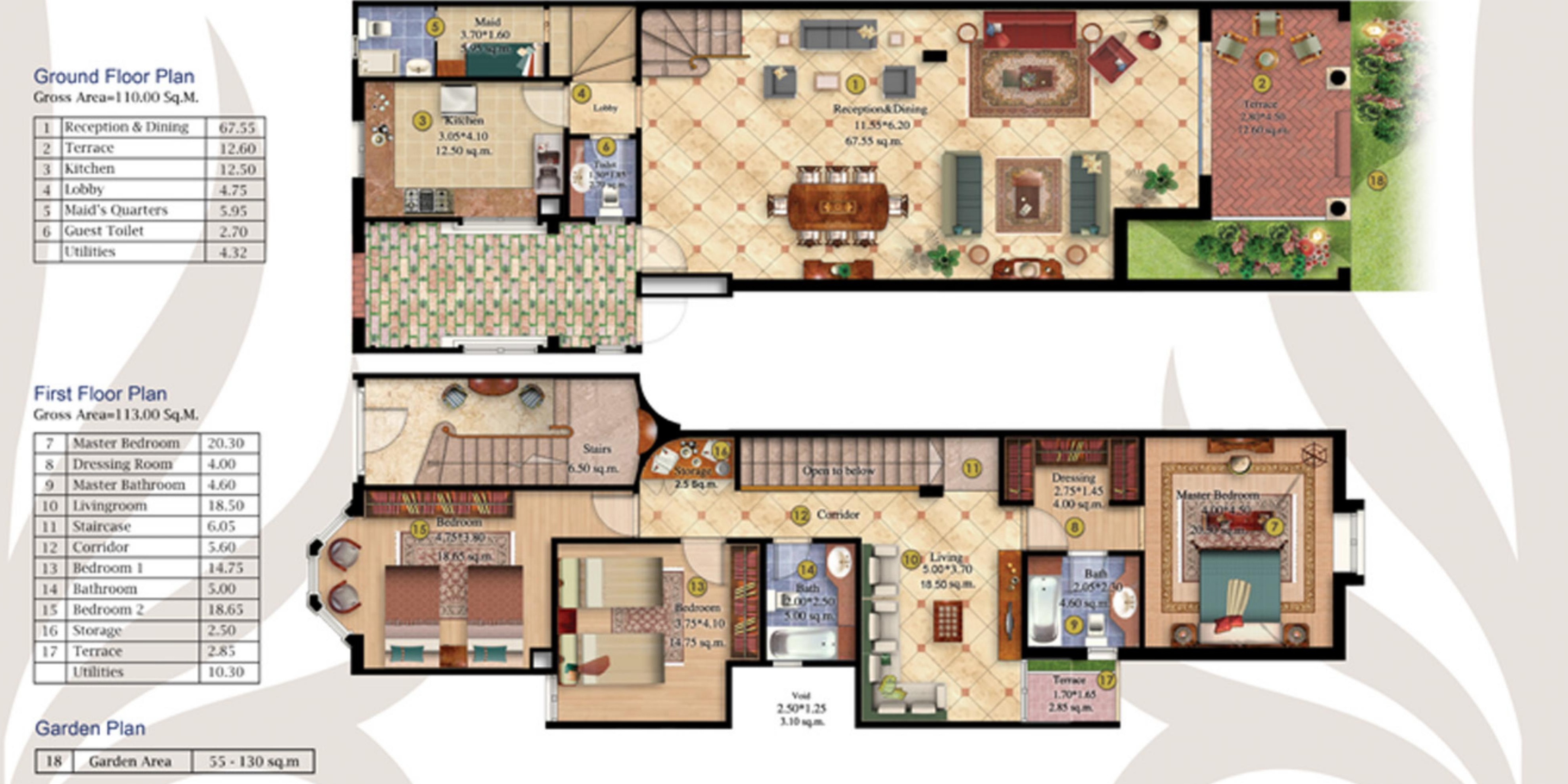 Floor plan for duplex at Mountain view Giza Plateau