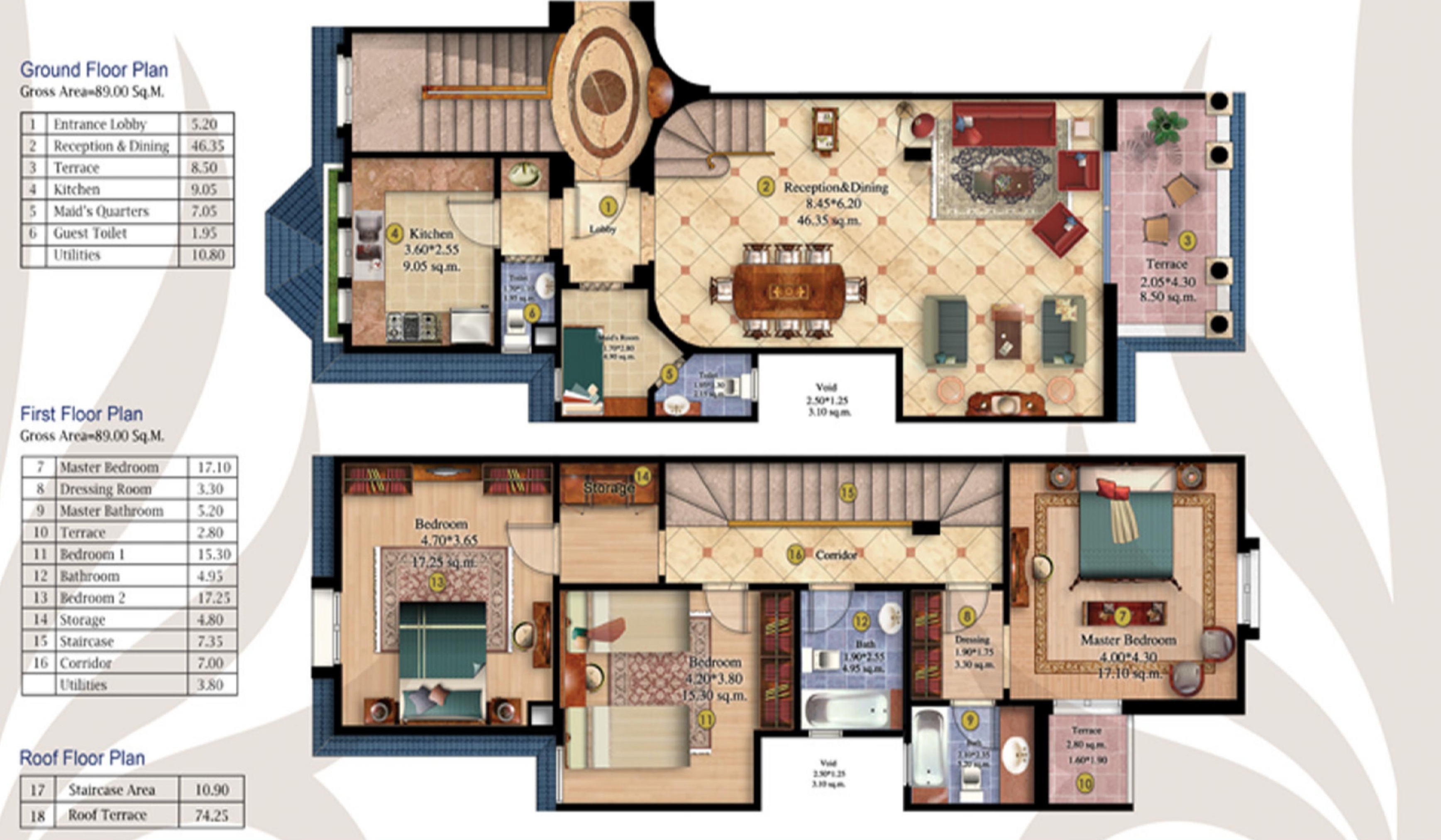Floor plan for duplex at Mountain view Giza Plateau