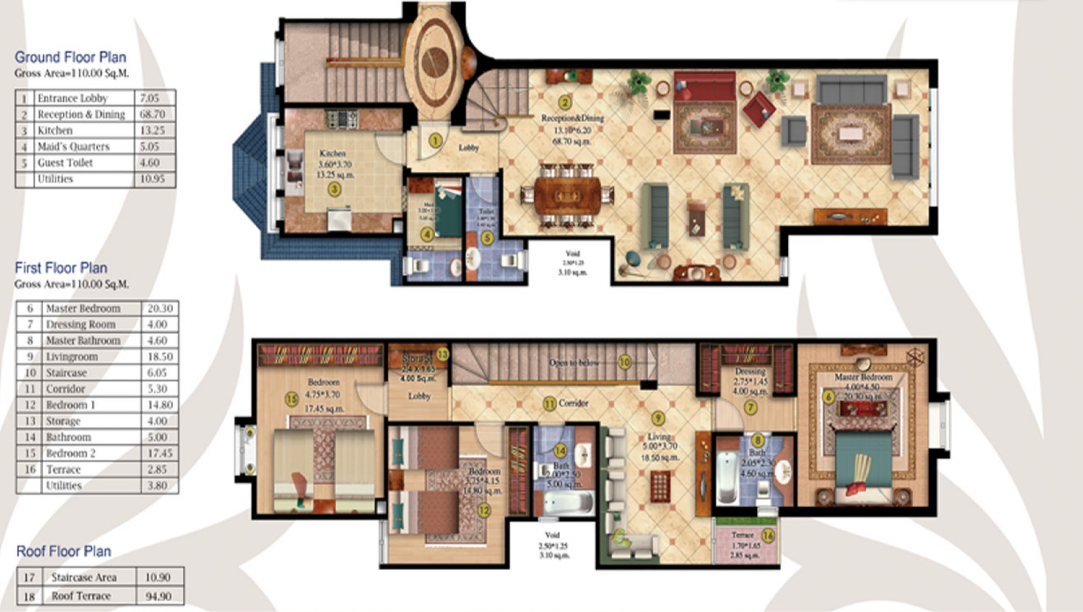 Floor plan for duplex at Mountain view Giza Plateau