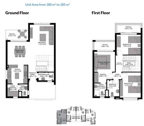 Floor plan for townhouse at Bo Island