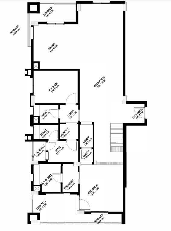 Floor plan for duplex at The Loft