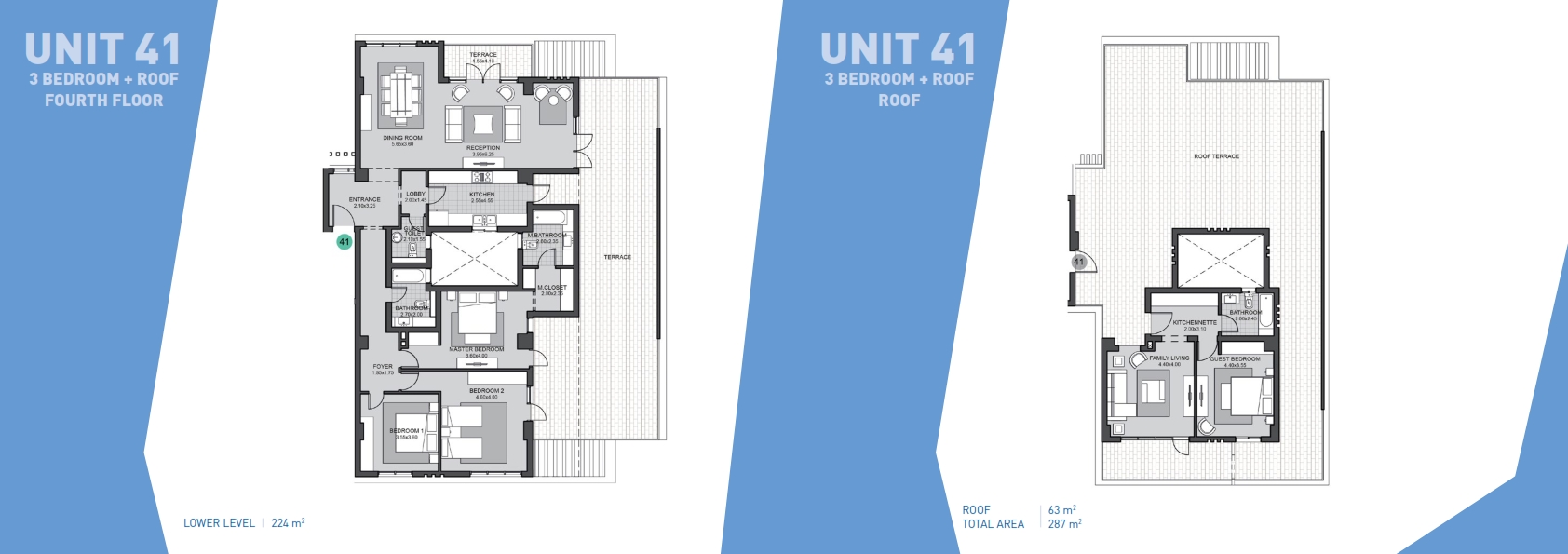 Floor plan for penthouse at Villette