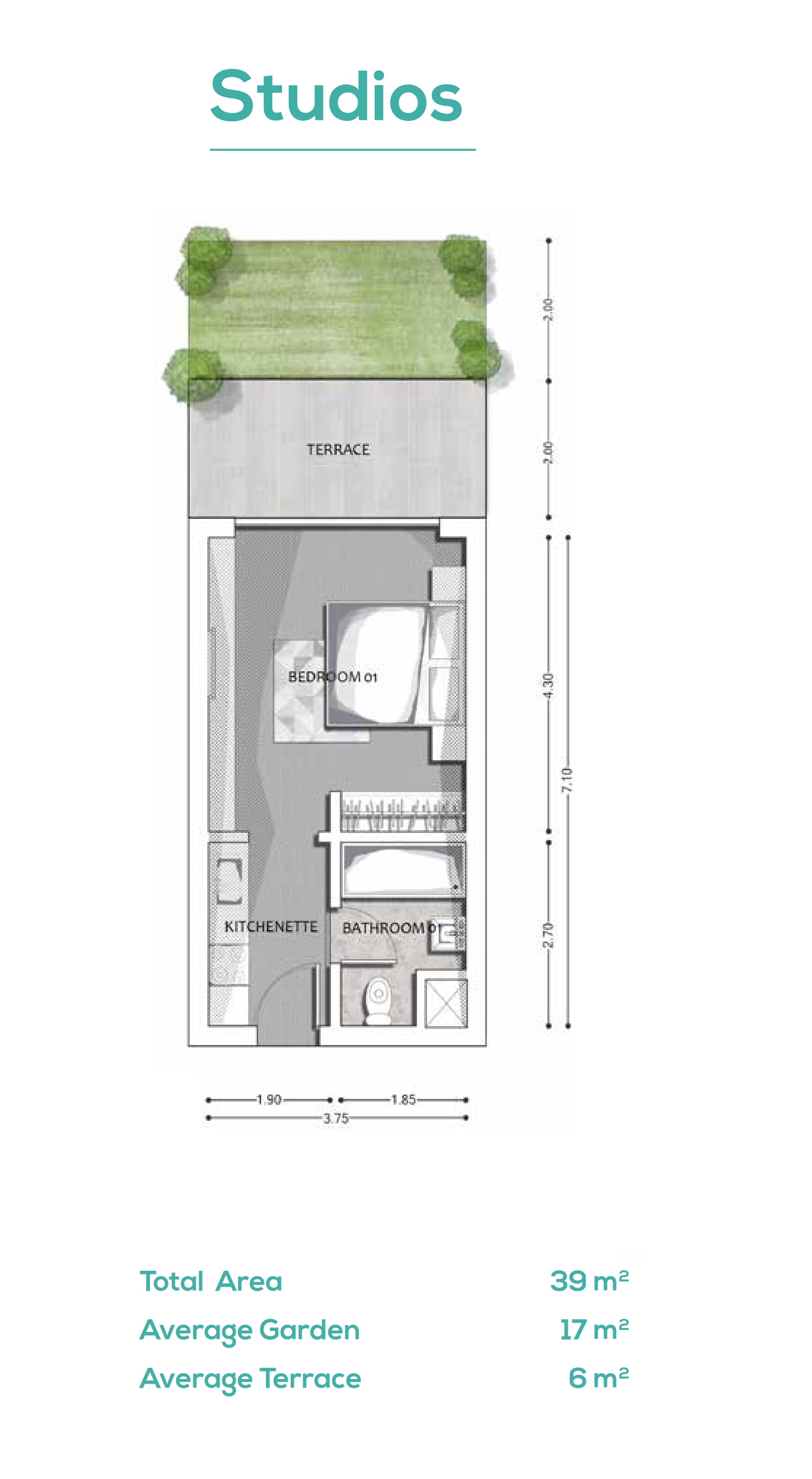 Floor plan for studio at G Cribs