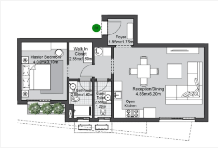 Floor plan for apartment at V Residences By Villette