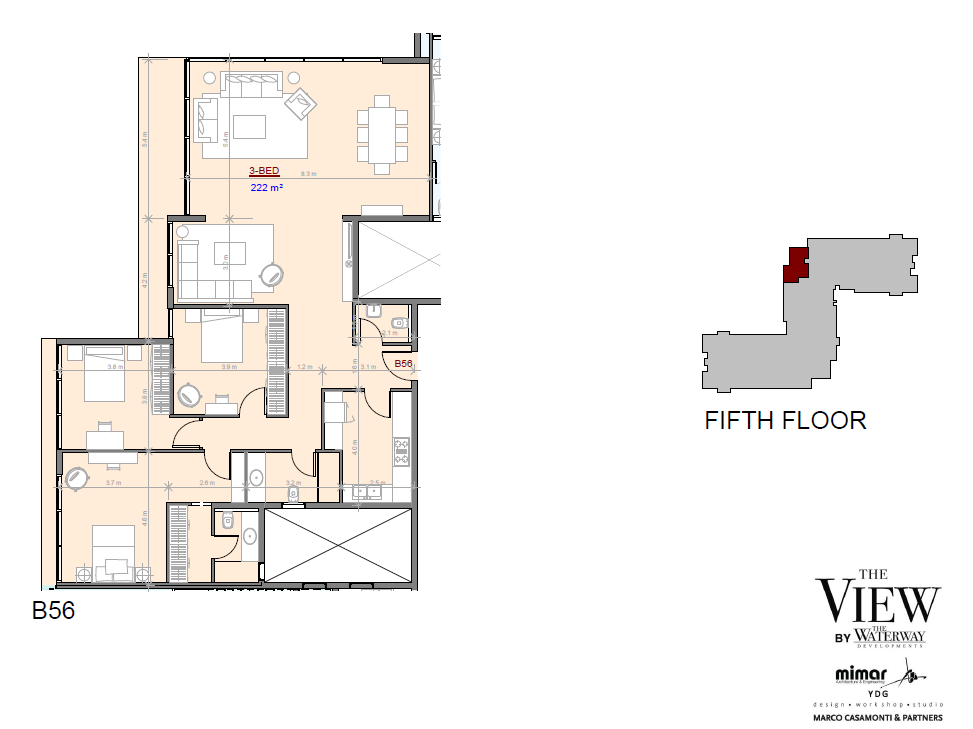 Floor plan for apartment at The View Waterway