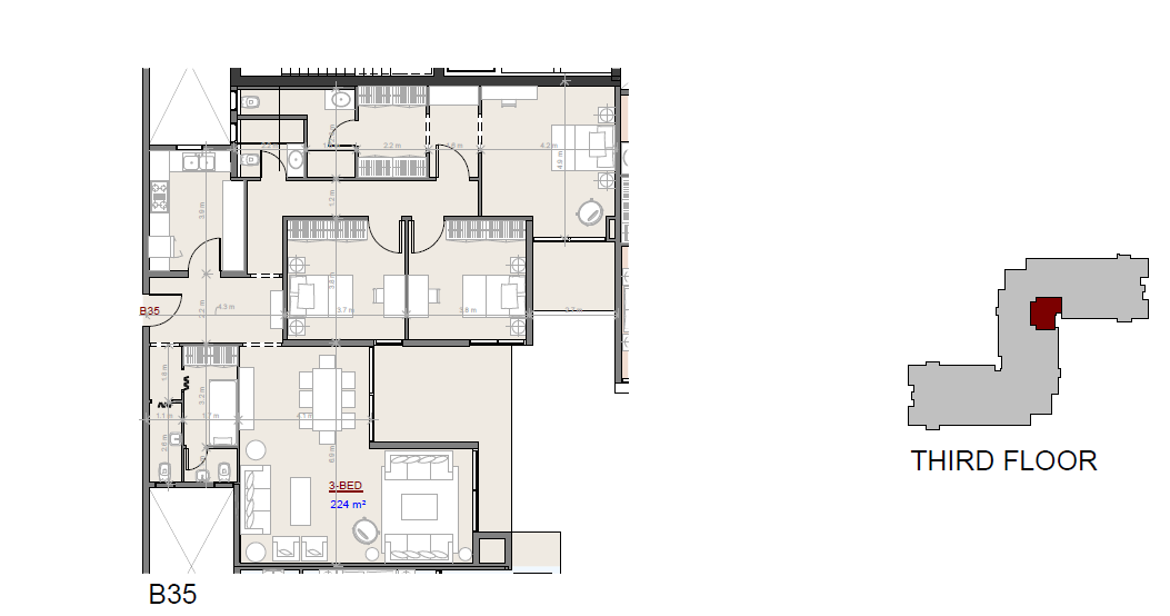 Floor plan for apartment at The View Waterway