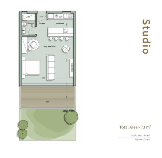 Floor plan for studio at Il Monte Galala