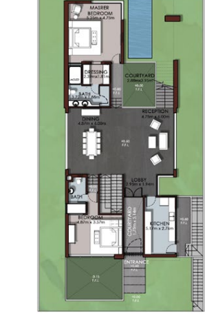 Floor plan for apartment at The Waterway - New Cairo