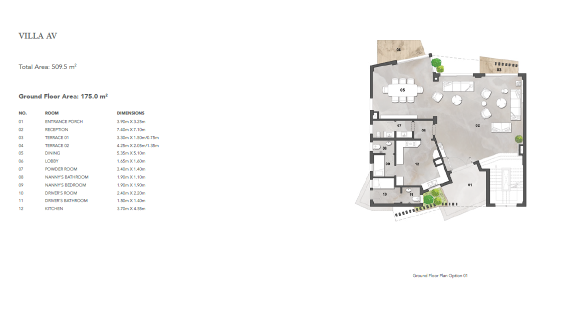 Floor plan for villa at Vinci