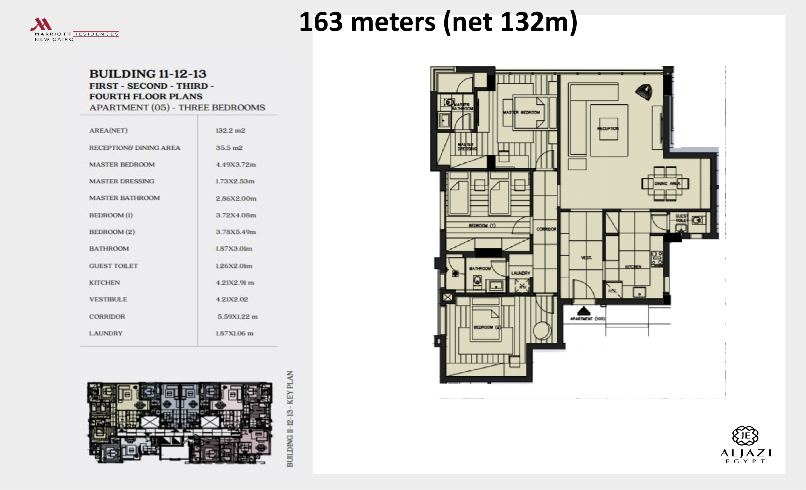 Floor plan for apartment at Al Jazi First Marriott Residences