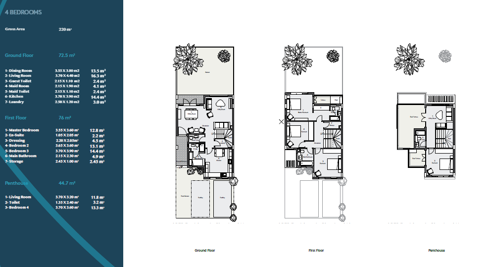 Floor plan for townhouse at Al Burouj