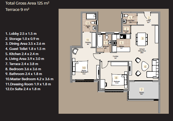 Floor plan for apartment at Al Burouj