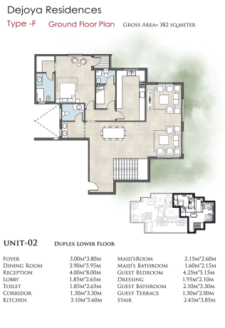 Floor plan for duplex at De Joya 1