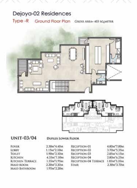 Floor plan for duplex at De Joya 2