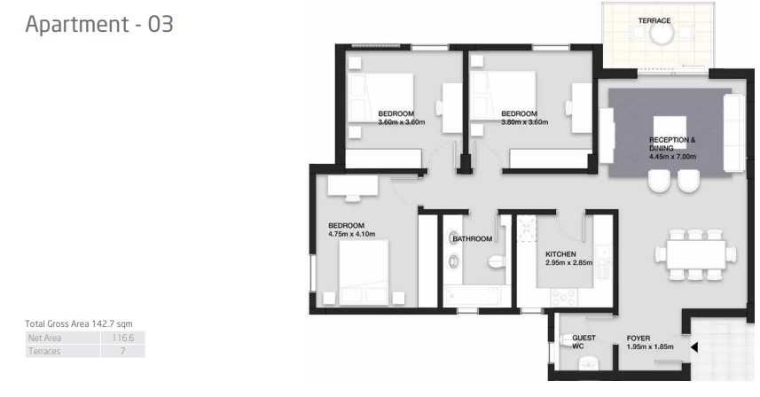 Floor plan for apartment at VYE SODIC