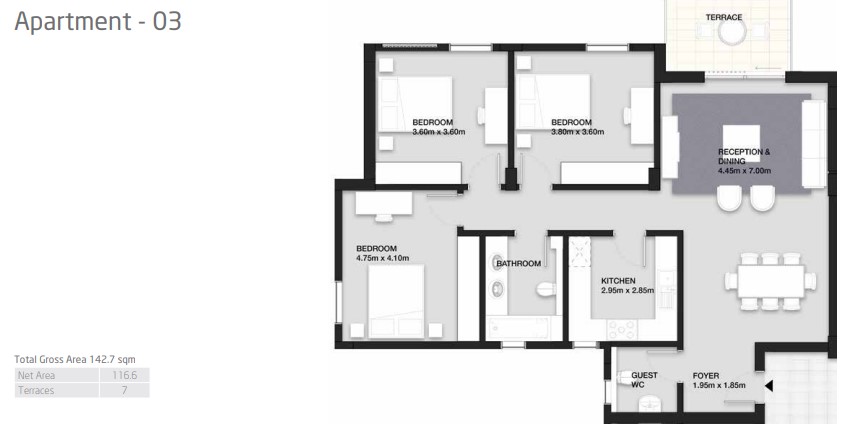 Floor plan for apartment at VYE SODIC