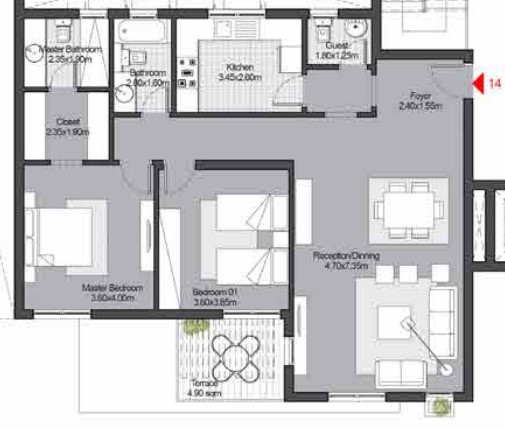 Floor plan for apartment at SODIC East