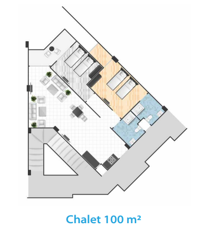 Floor plan for chalet at Cape Bay Blumar Lasirena