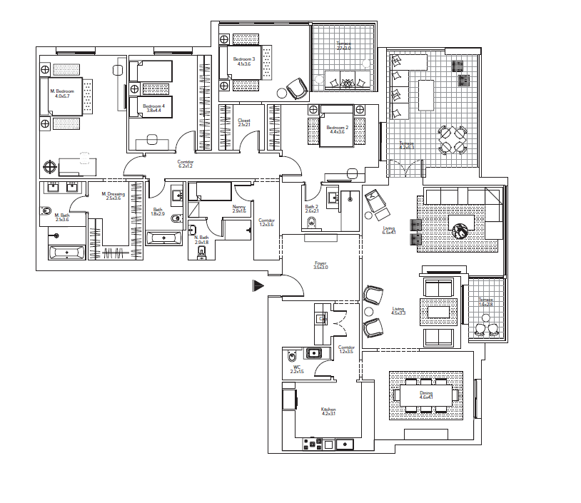 Floor plan for apartment at AEON Towers