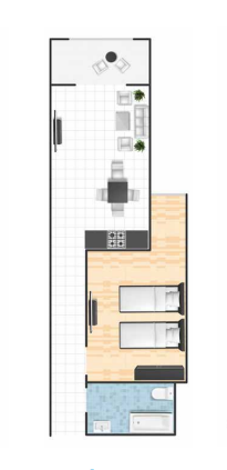 Floor plan for studio at Cape Bay Blumar Lasirena