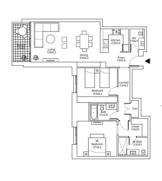 Floor plan for apartment at AEON Towers