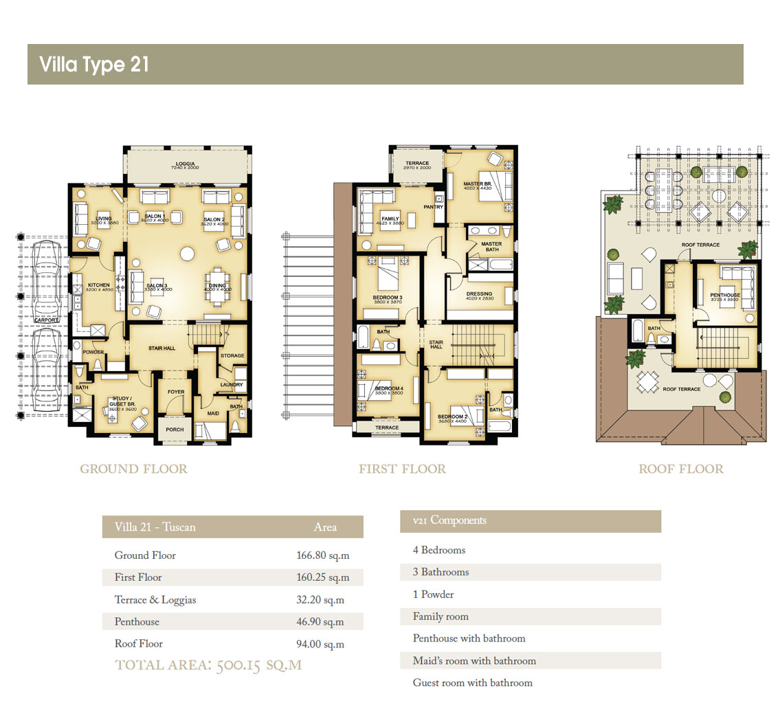Floor plan for villa at Mivida