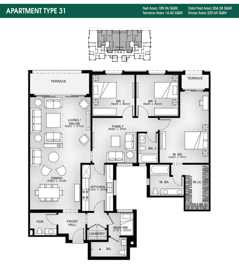 Floor plan for apartment at Mivida