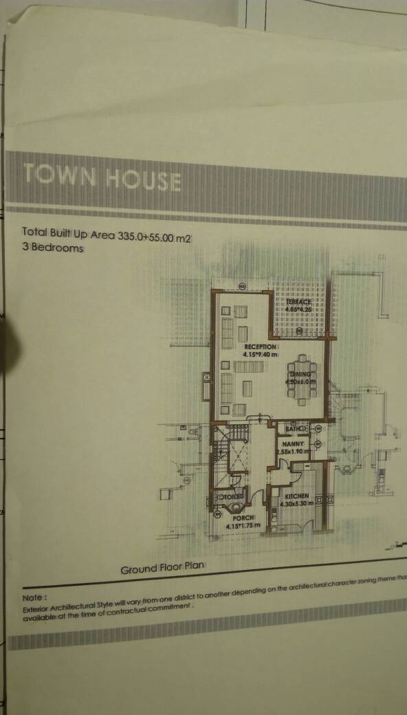 Floor plan for townhouse at Palm Hills Katameya (PK1)