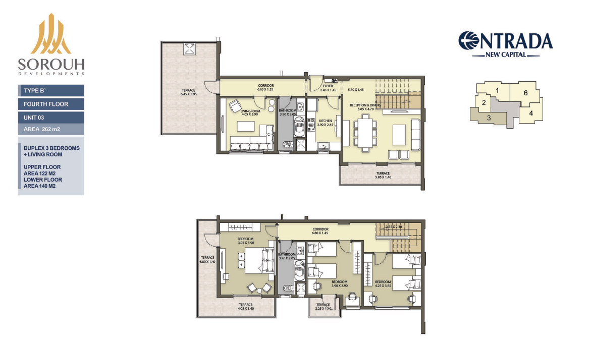 Floor plan for duplex at Entrada