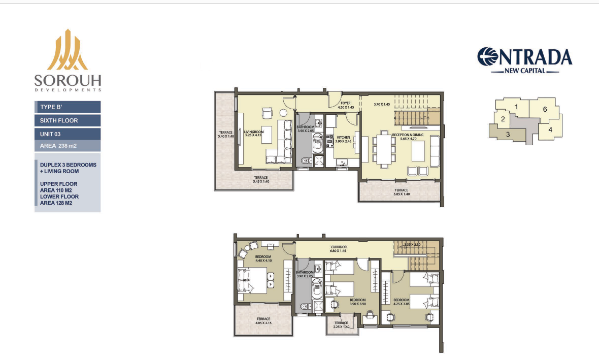 Floor plan for duplex at Entrada