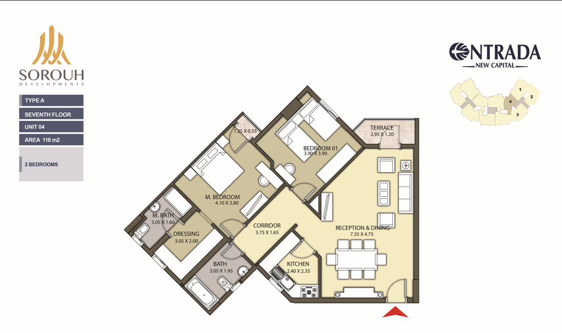 Floor plan for apartment at Entrada
