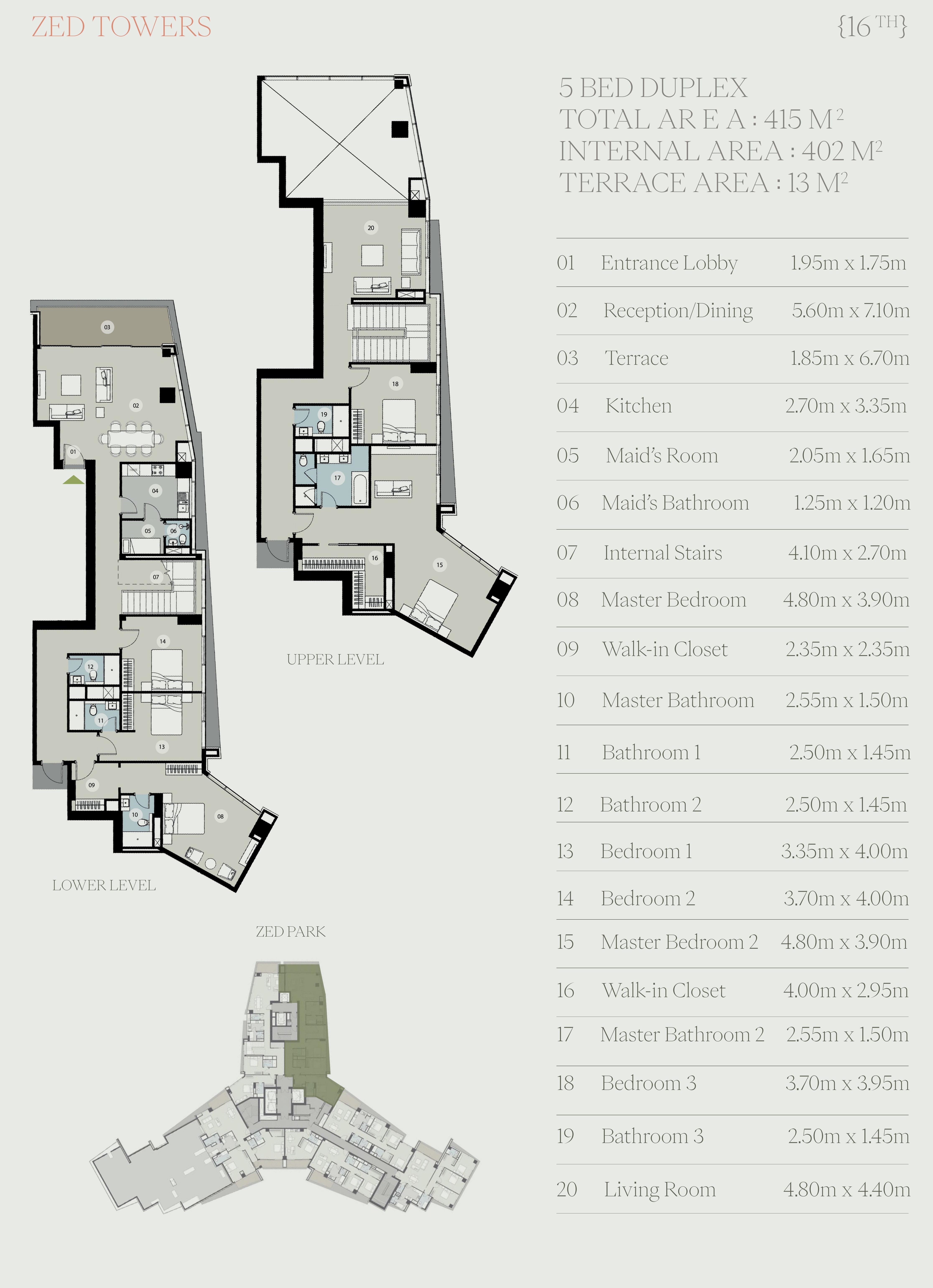 Floor plan for apartment at Zed Tower